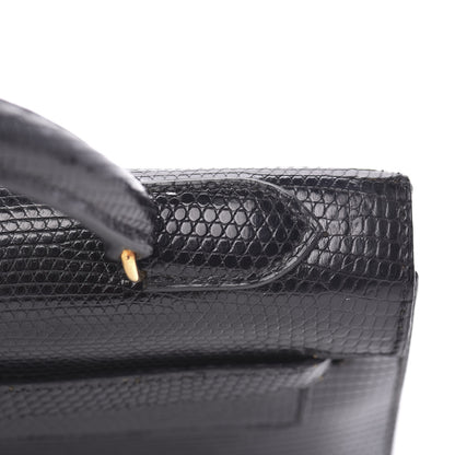 Hermes Lizard Kelly Sellier 32 Black 20 of 35