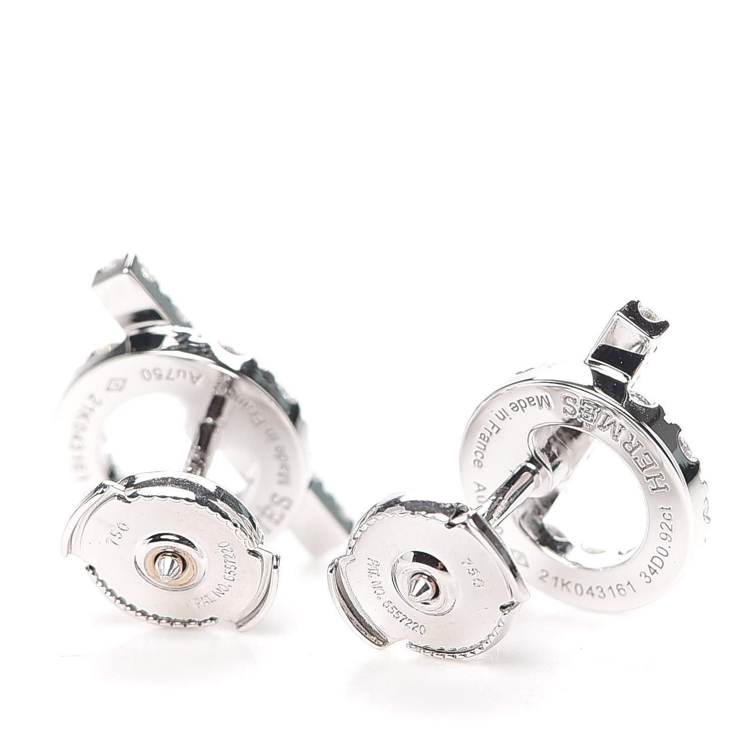 Hermes 18K White Gold Diamond Finesse Earrings 3 of 5