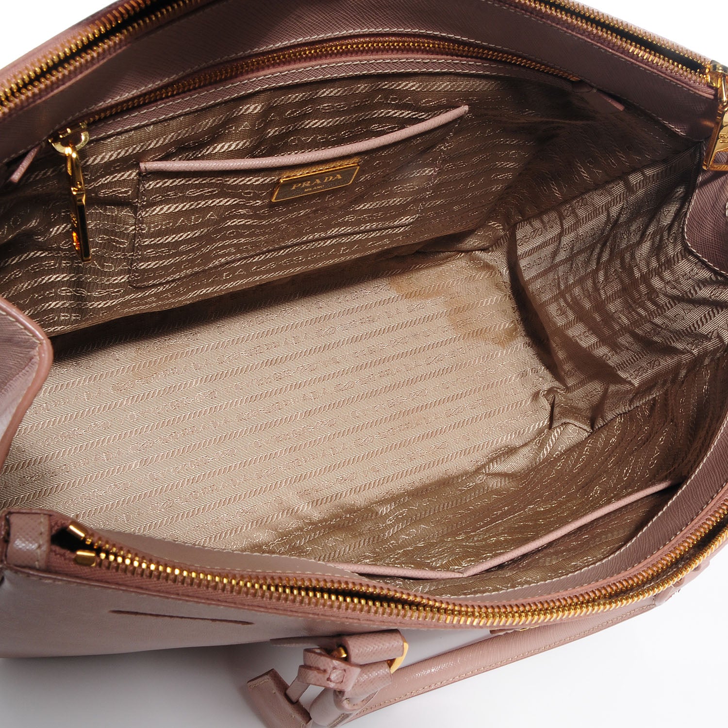 Prada Saffiano Lux Large Double Zip Tote Cammeo 5 of 11