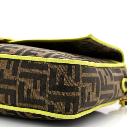 Fendi Fabric Jacquard FF 1974 Large Baguette Tobacco Moro Giallo Fluo 10 of 10