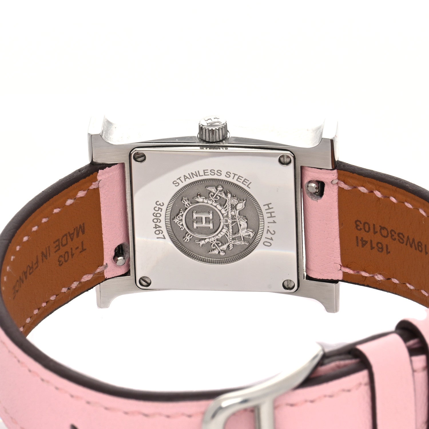 Hermes Stainless Steel Swift Diamond Mother of Pearl 21mm Heure H Hour Quartz Watch Rose Sakura 4 of 5