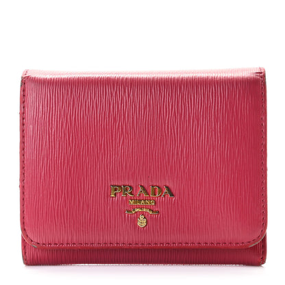 Prada Vitello Move Tri-Fold Compact Wallet Peonia 1 of 10
