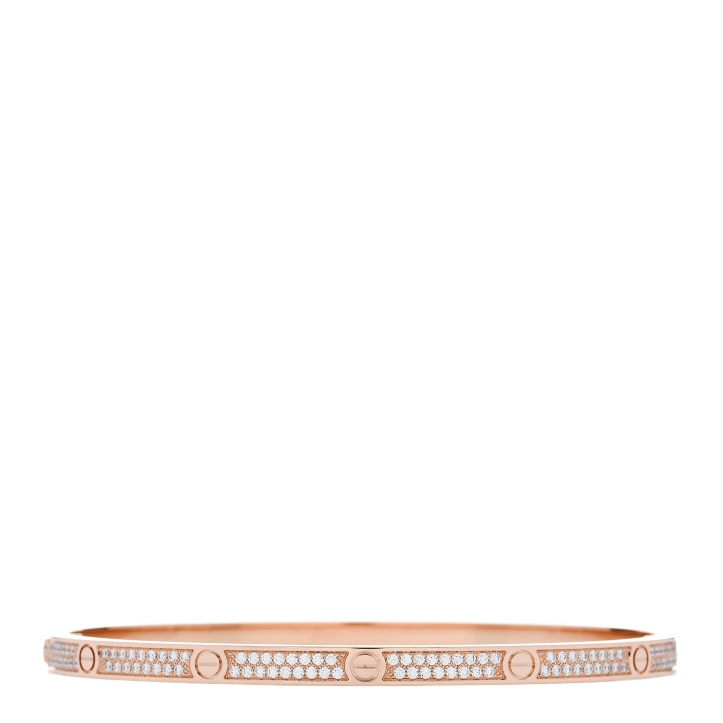 18K Pink Gold Diamond Small LOVE Paved Bracelet 18