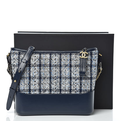 Chanel Tweed Calfskin Quilted Medium Gabrielle Hobo Navy 9 of 9