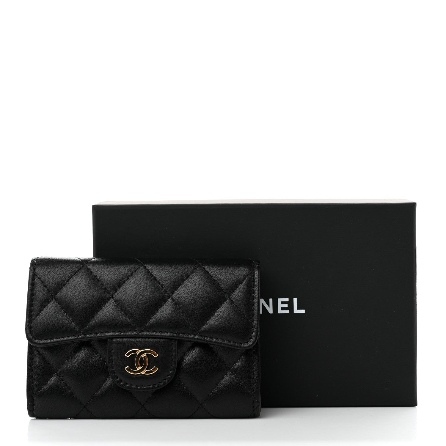 Chanel Lambskin Quilted Flap Card Holder Wallet Black 9 of 9