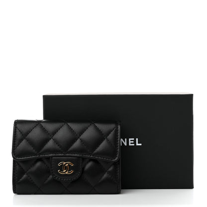 Chanel Lambskin Quilted Flap Card Holder Wallet Black 9 of 9