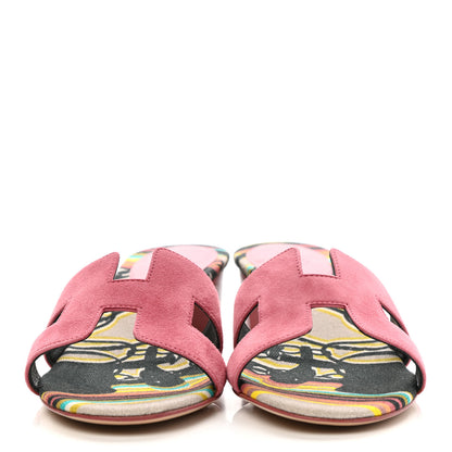 Hermes Suede Goatskin Oasis Sandals 36.5 Rose De Venice 2 of 9