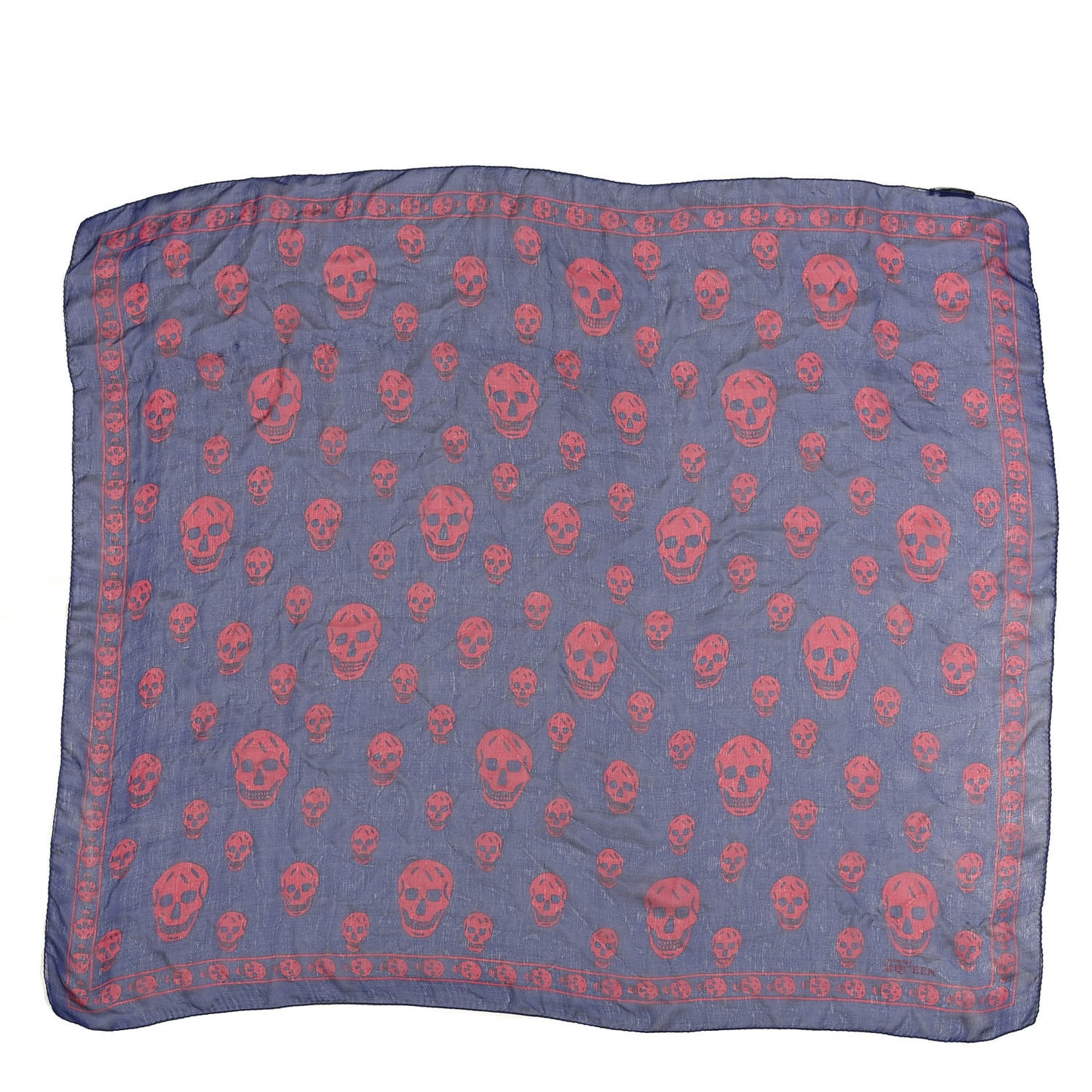 Silk Chiffon Skull Scarf Blue Pink