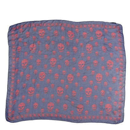 Alexander McQueen Silk Chiffon Skull Scarf Blue Pink 2 of 4