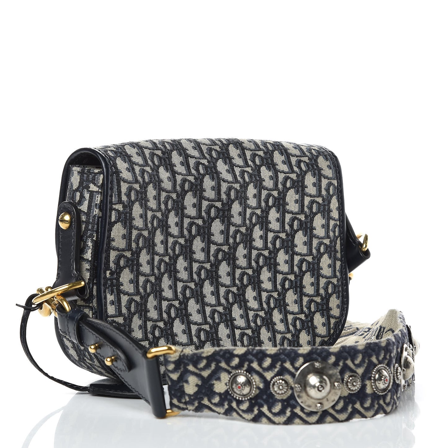 Oblique Flap Bag Navy Blue