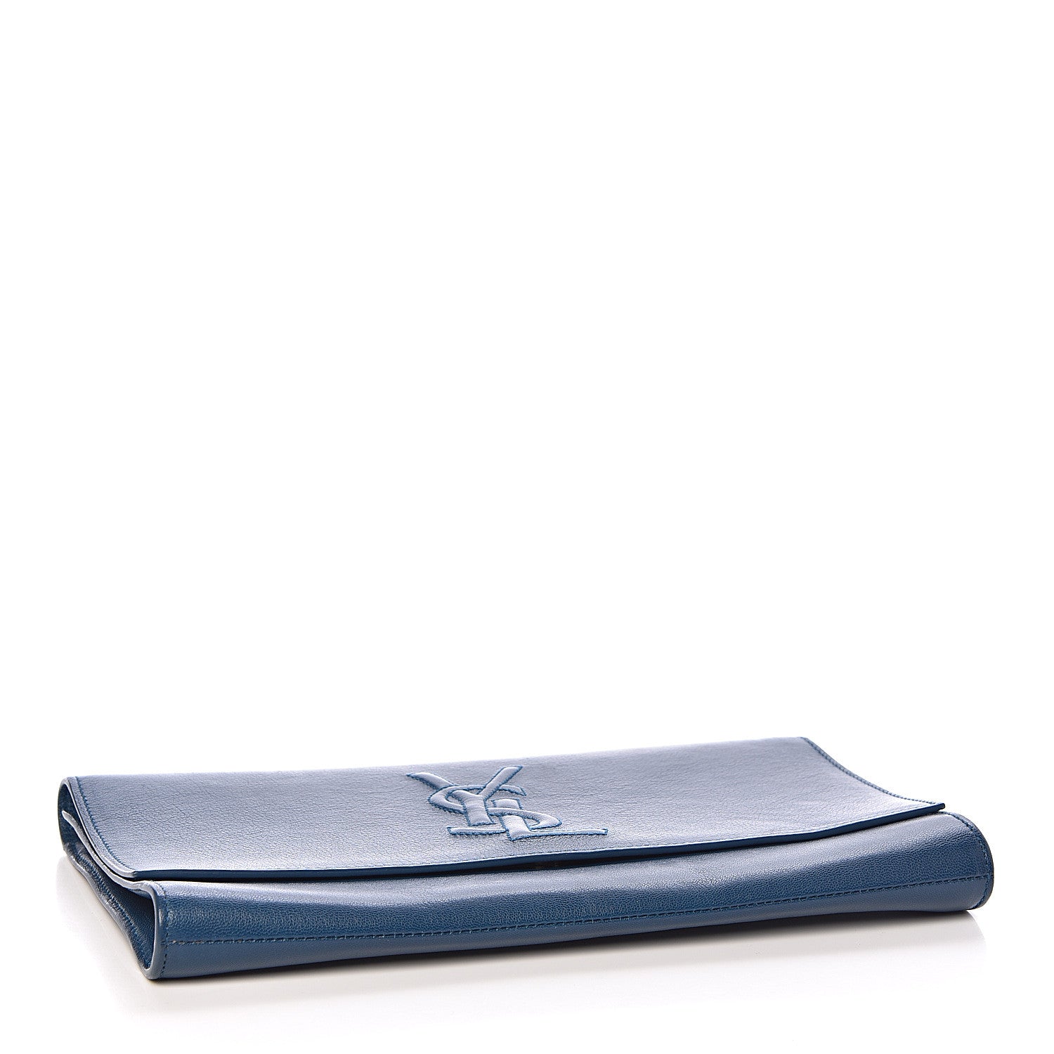 Saint Laurent Goatskin Large Belle De Jour Clutch Blue 4 of 7