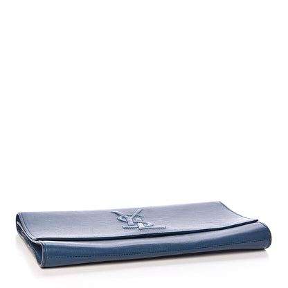 Saint Laurent Goatskin Large Belle De Jour Clutch Blue 4 of 7