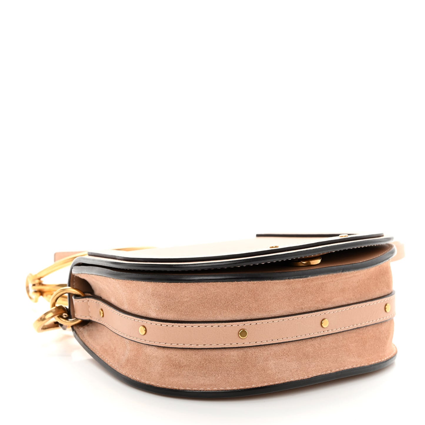 Calfskin Suede Small Nile Bracelet Bag Biscotti Beige
