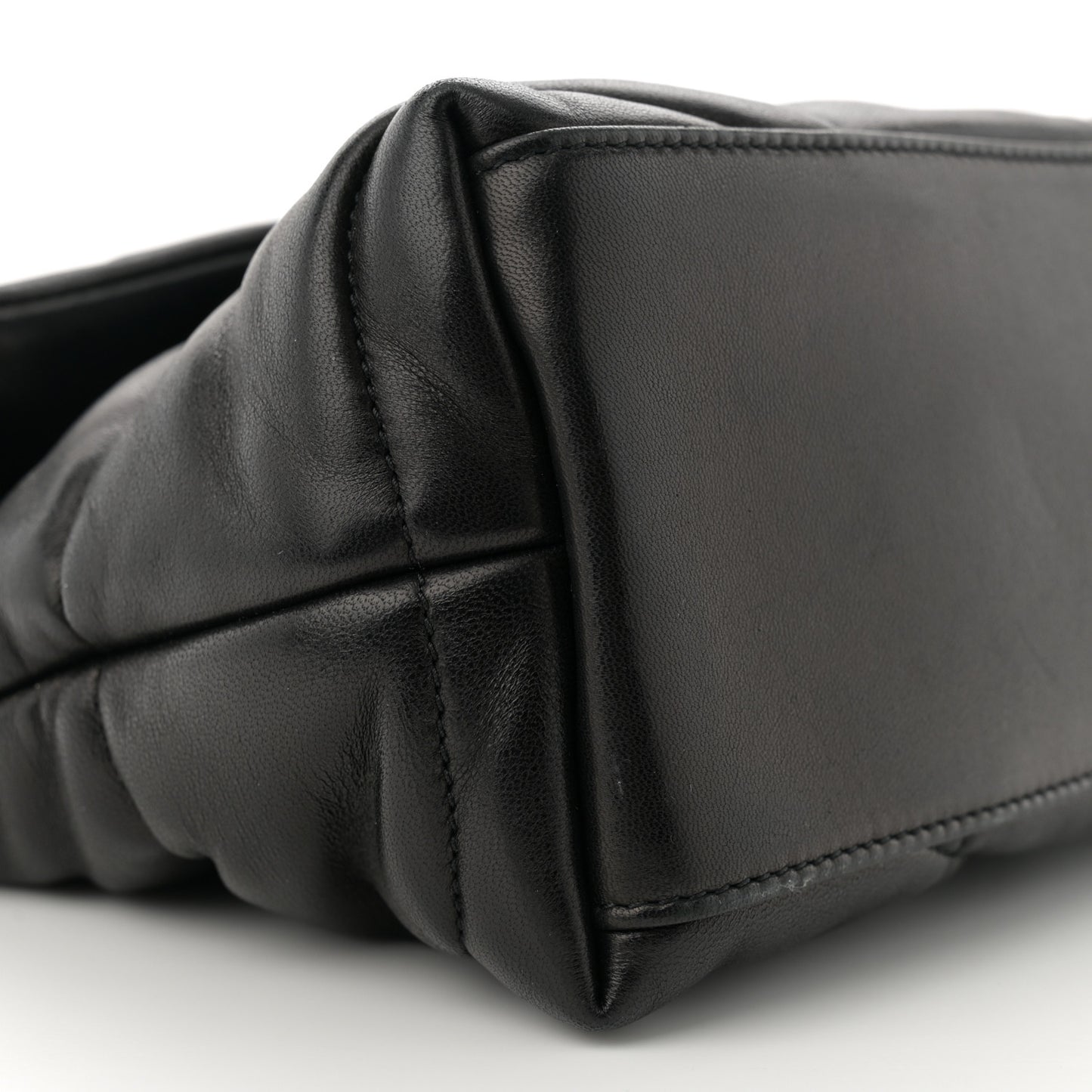 Lambskin Quilted Small Loulou Puffer Monogram Chain Satchel Black