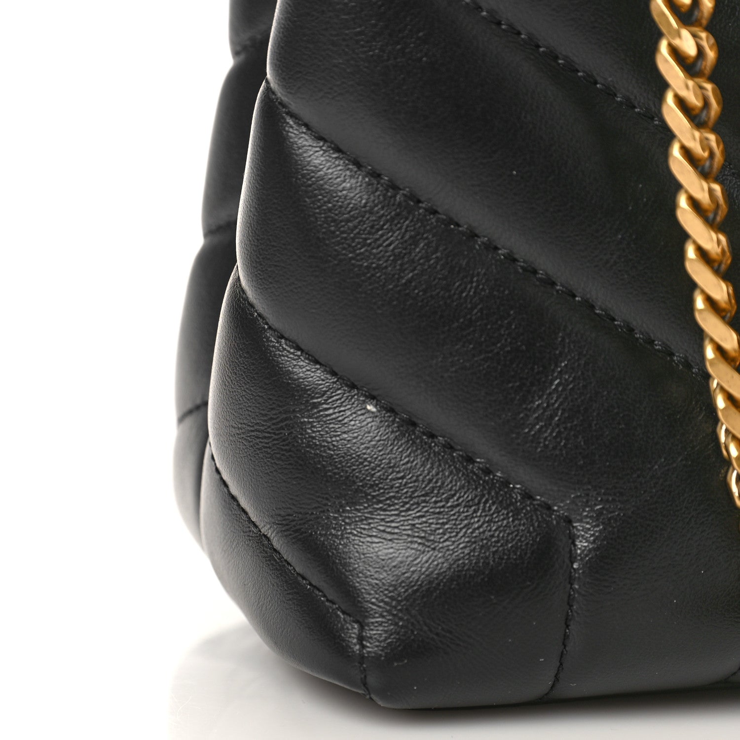 Saint Laurent Calfskin Y Quilted Monogram Small Loulou Chain Satchel Black 9 of 9