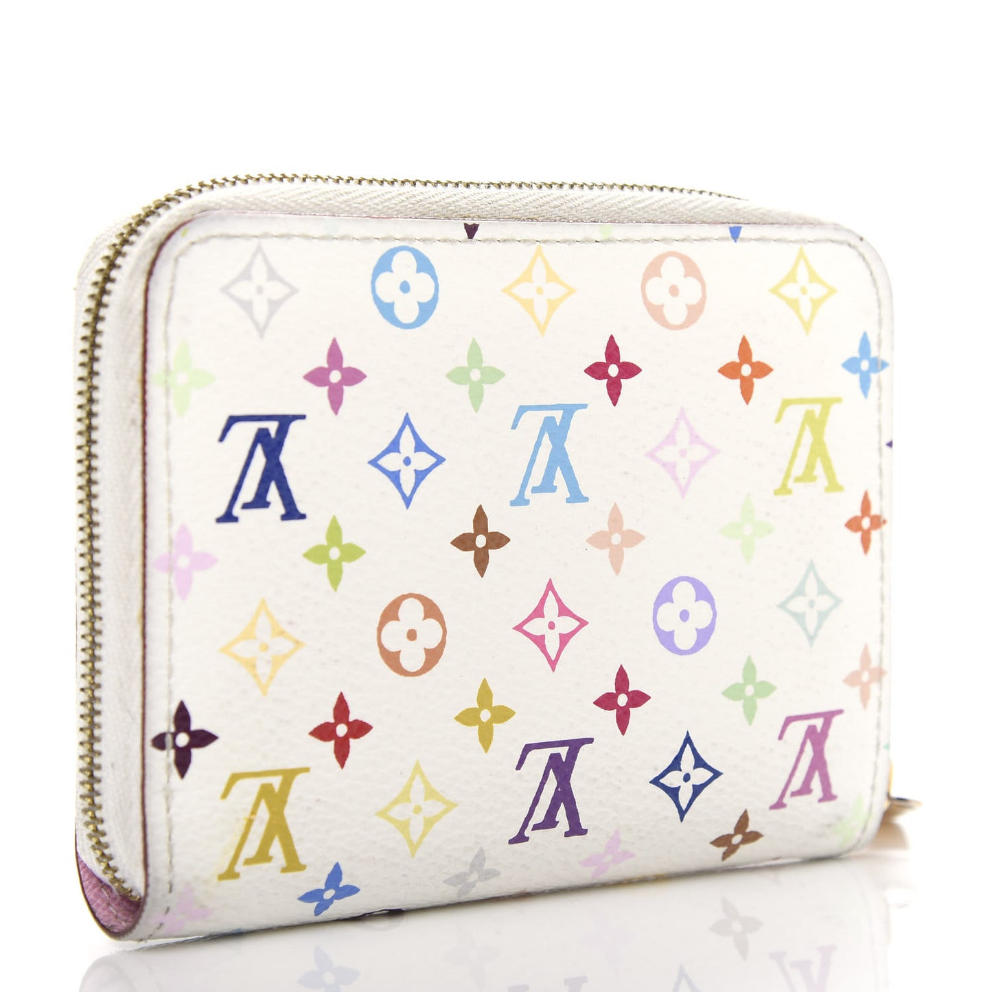 Monogram Multicolor Zippy Coin Purse Wallet White Litchi