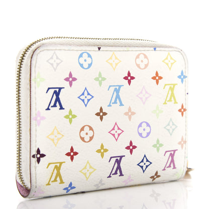 Louis Vuitton Monogram Multicolor Zippy Coin Purse Wallet White Litchi 3 of 7