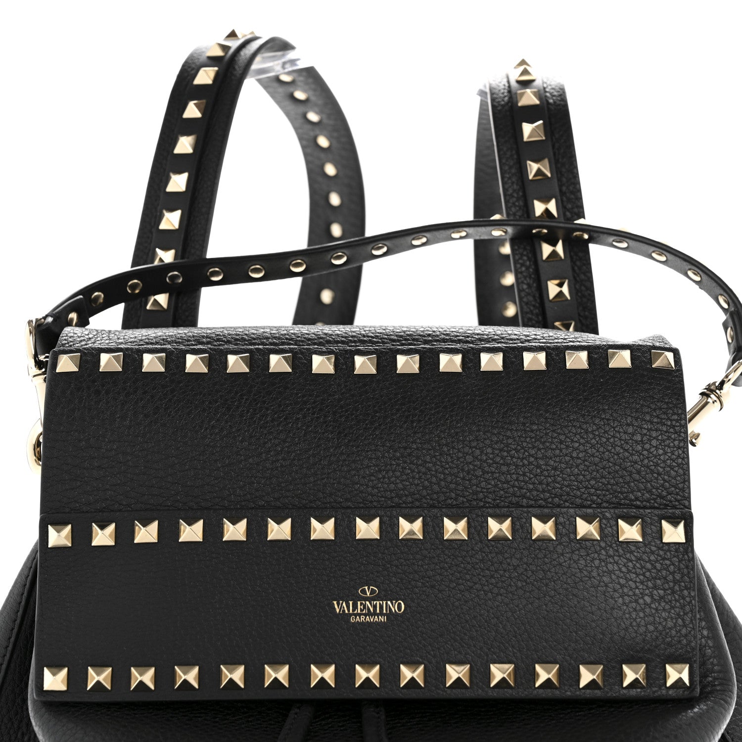 Valentino Garavani Grained Calfskin Rockstud Backpack Black 7 of 9