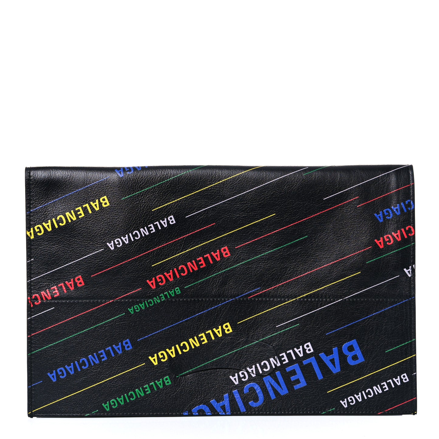 Calfskin Allover Logo Clutch Black Multicolor