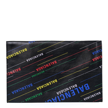 Balenciaga Calfskin Allover Logo Clutch Black Multicolor 3 of 9