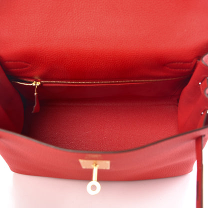 Hermes Togo Kelly Retourne 28 Rouge De Coeur 7 of 41