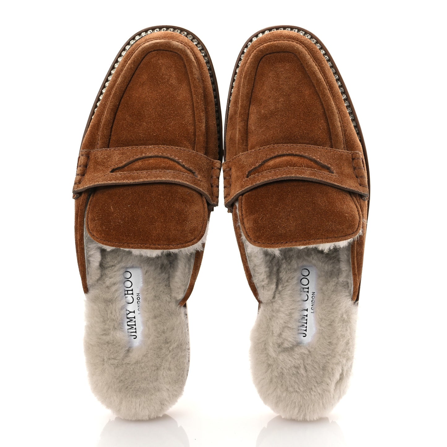 Suede Shearling Ronnie Flat Mules 38 Tan Natural