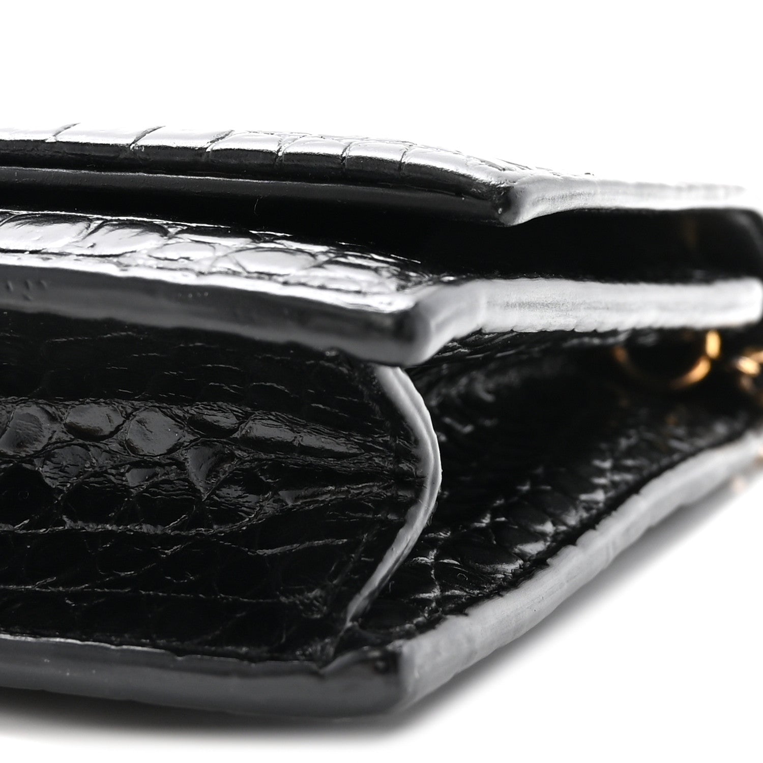 Saint Laurent Calfskin Crocodile Embossed Kate Monogram Tassel Chain Wallet Black 9 of 9
