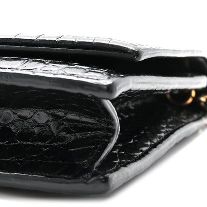 Saint Laurent Calfskin Crocodile Embossed Kate Monogram Tassel Chain Wallet Black 9 of 9