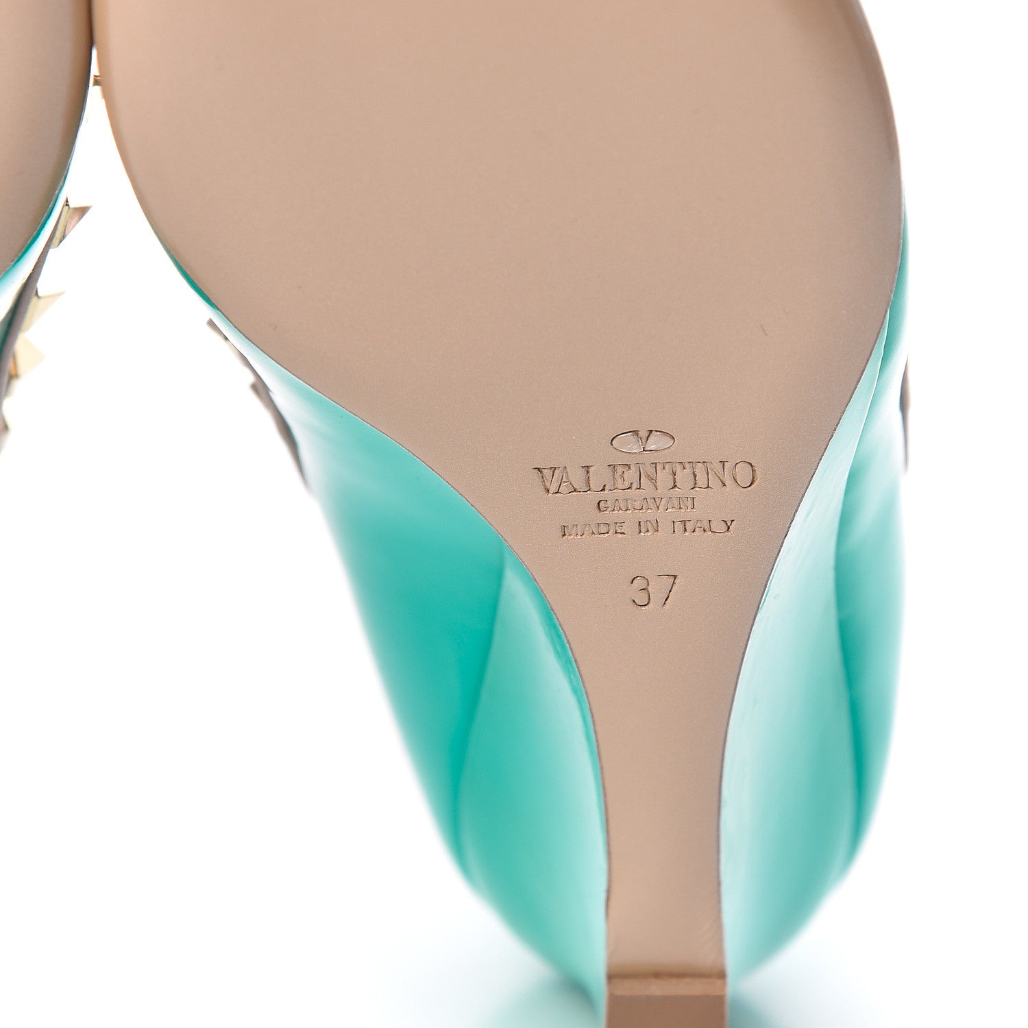 Valentino Garavani Patent Rockstud 70mm Wedges 37 Opaline Green Poudre 6 of 9