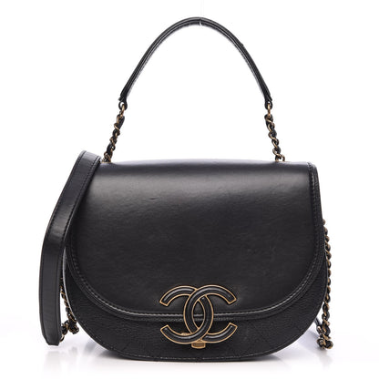 Chanel Shiny Calfskin Goatskin Quilted Small Coco Curve Messenger Flap Black 1 of 9