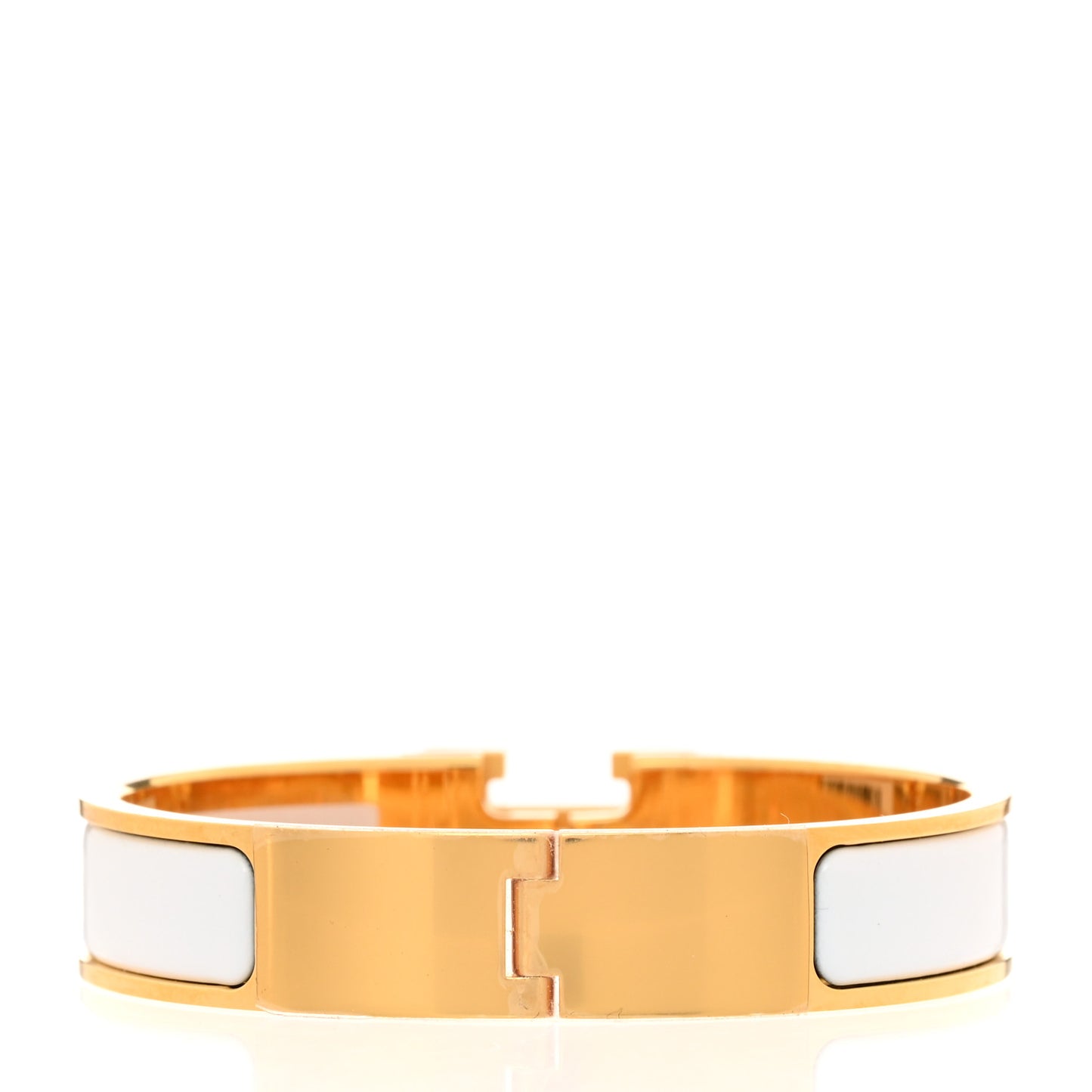 Enamel Narrow Clic Clac H Bracelet GM White