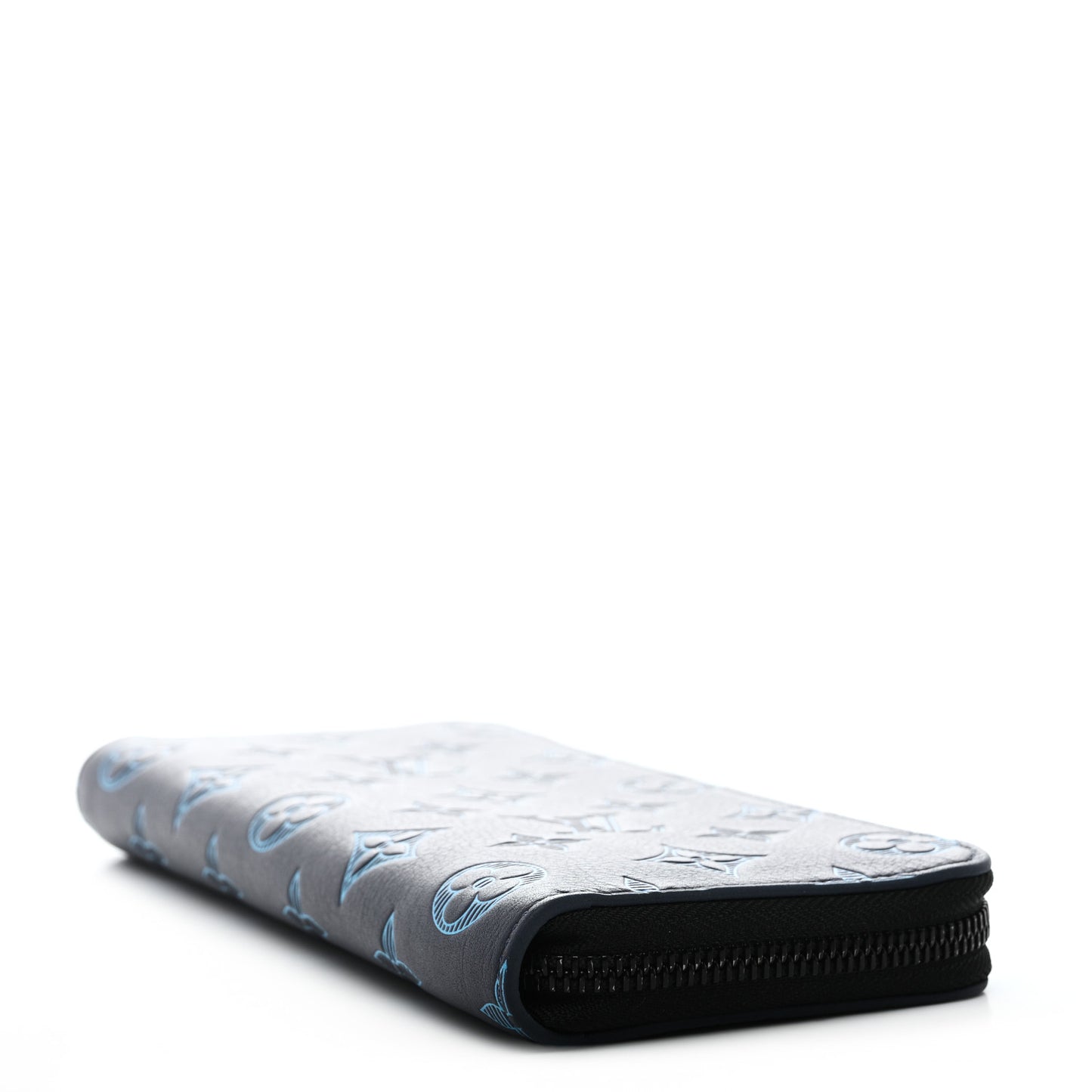 Calfskin Monogram Shadow Vertical Zippy Wallet Blue