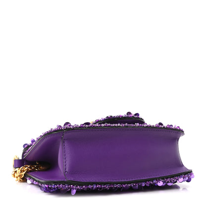 Valentino Garavani Sequin Crystal Vlogo Embroidered Small Loco Shoulder Bag Astral Purple 4 of 9