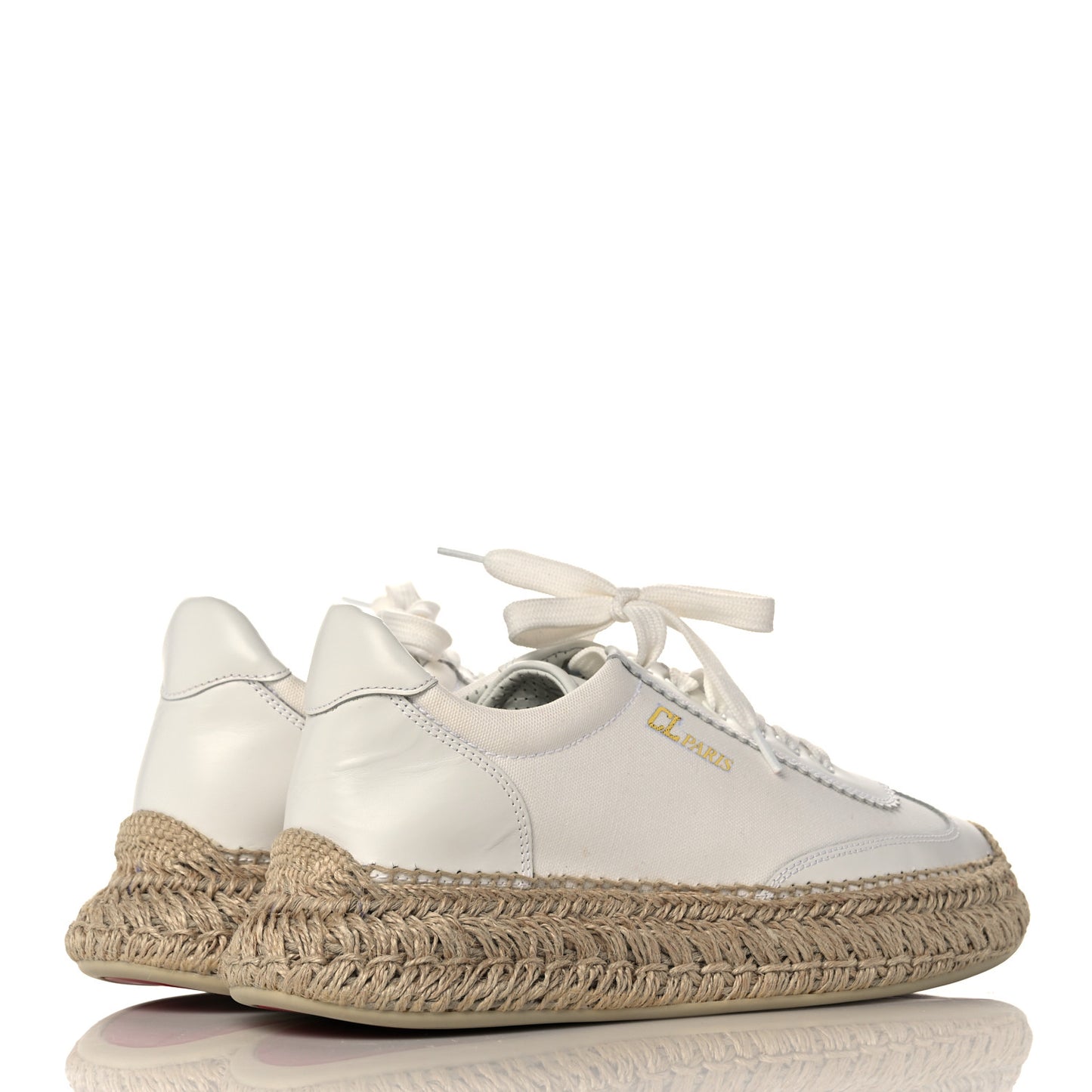 Toile Calfskin Espasneak Flat Sneaker 39 Ivory