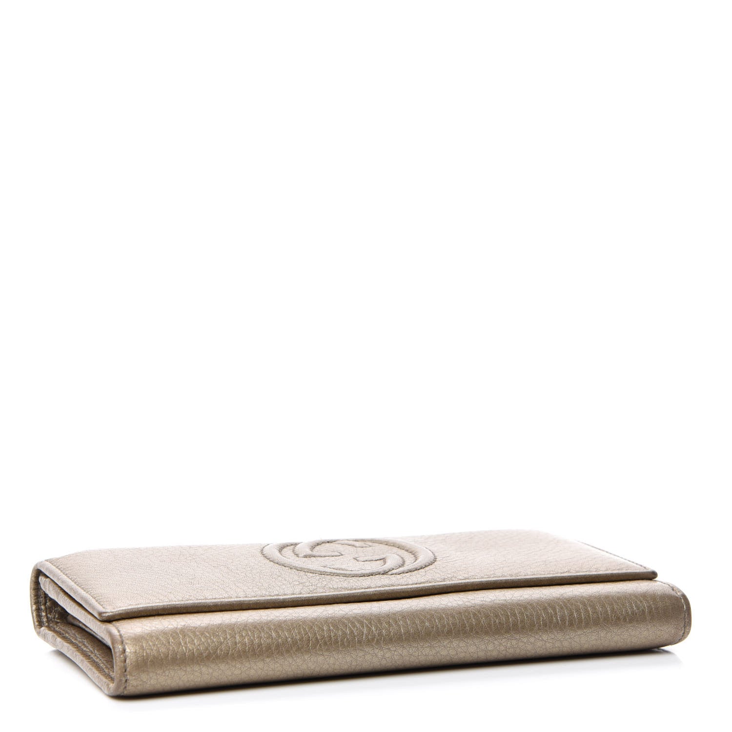Gucci Metallic Pebbled Calfskin Large Soho Continental Wallet Golden Beige 4 of 6