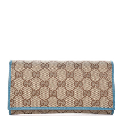 Gucci Monogram Dollar Calfskin Continental Flap Wallet Beige Ebony Deep Cobalt 1 of 9