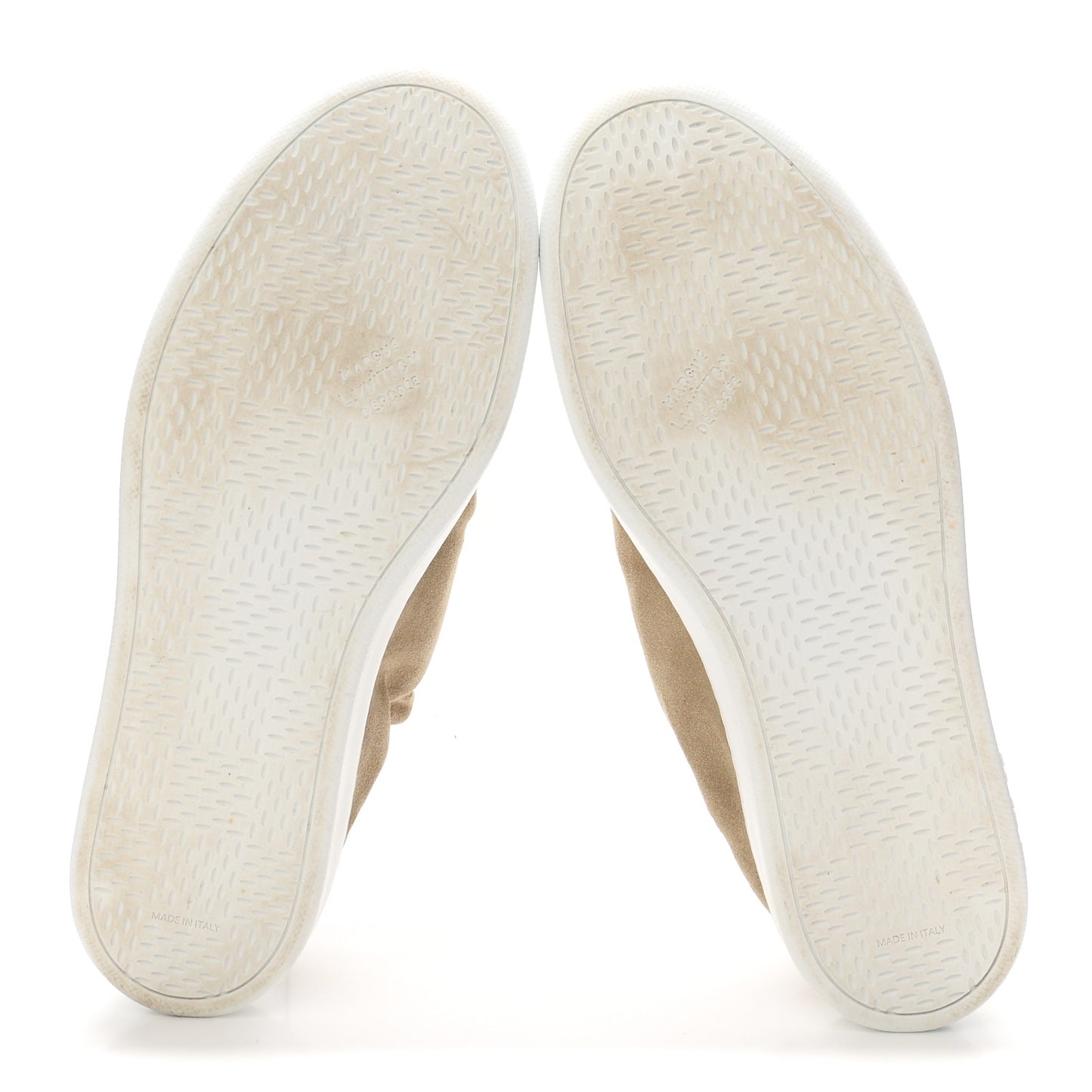 Suede Calfskin Mens LV Soft Sneakers 9 Beige