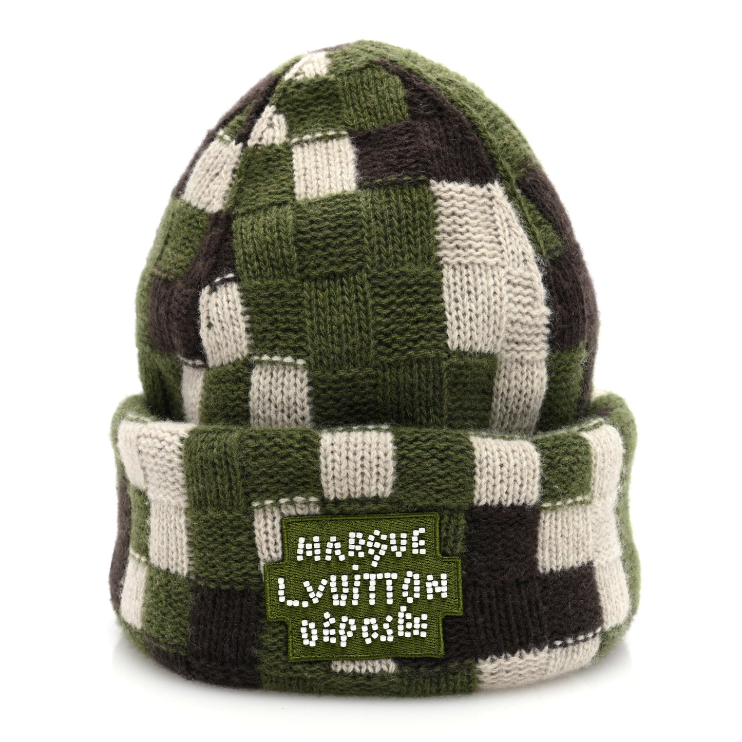 Wool Damoflage Beanie Hat Green
