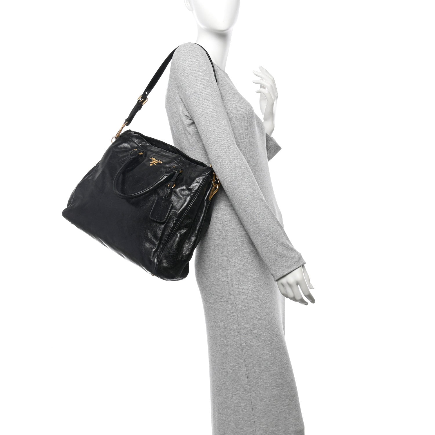 Prada Glace Calf Tote Black 2 of 12