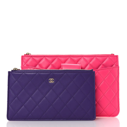 Chanel Lambskin Quilted Sunset Boulevard Pouch Case Pink Purple 3 of 14