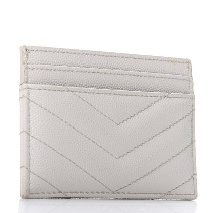 Saint Laurent Grain De Poudre Matelasse Chevron Monogram Credit Card Case Blanc Vintage 3 of 6