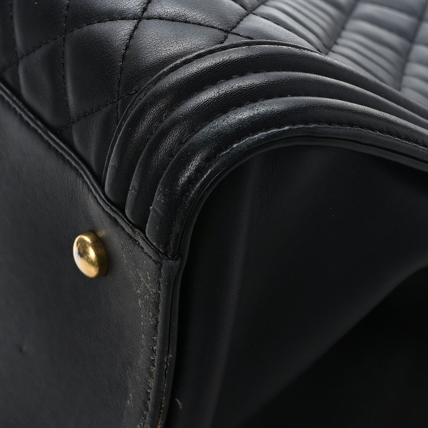Chanel Calfskin Quilted Boy Shopping Tote Black 9 of 12
