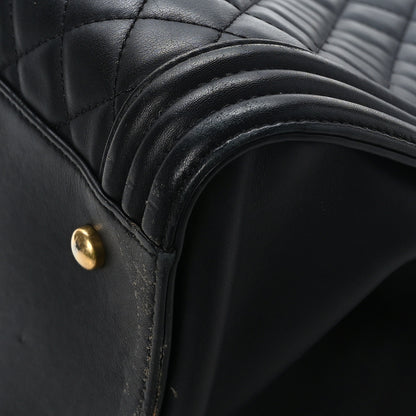Chanel Calfskin Quilted Boy Shopping Tote Black 9 of 12