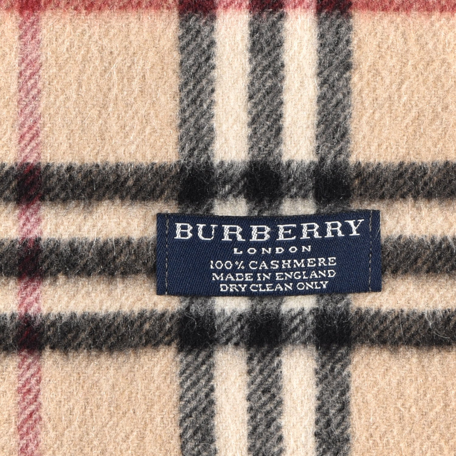 Burberry Cashmere Vintage Check Fringe Scarf Beige 3 of 3