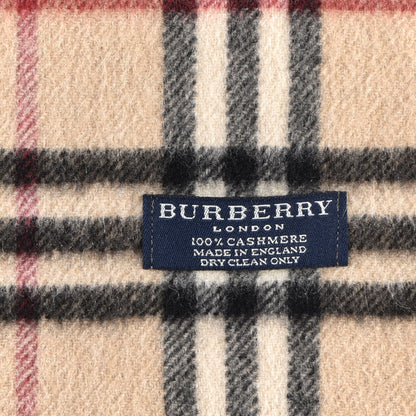 Burberry Cashmere Vintage Check Fringe Scarf Beige 3 of 3
