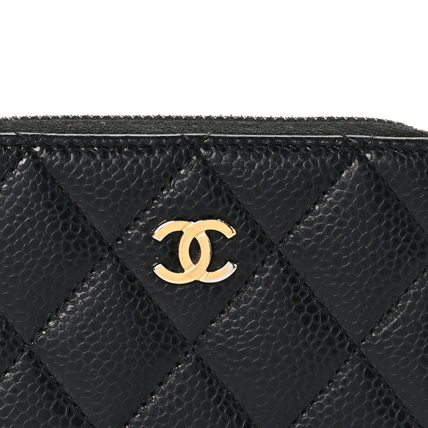Caviar Quilted Zip Coin Purse Black