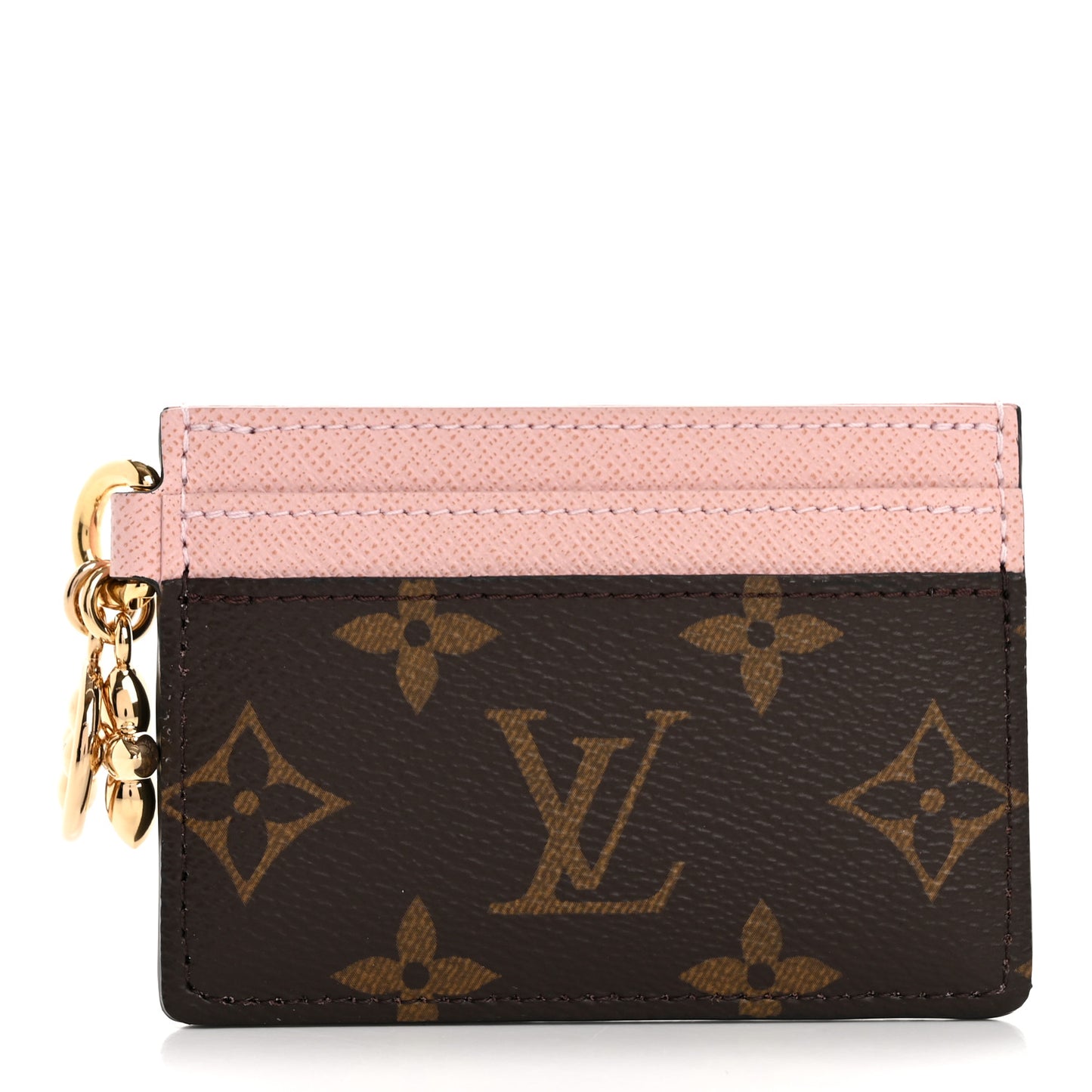 Monogram LV Charms Card Holder Rose Ballerine