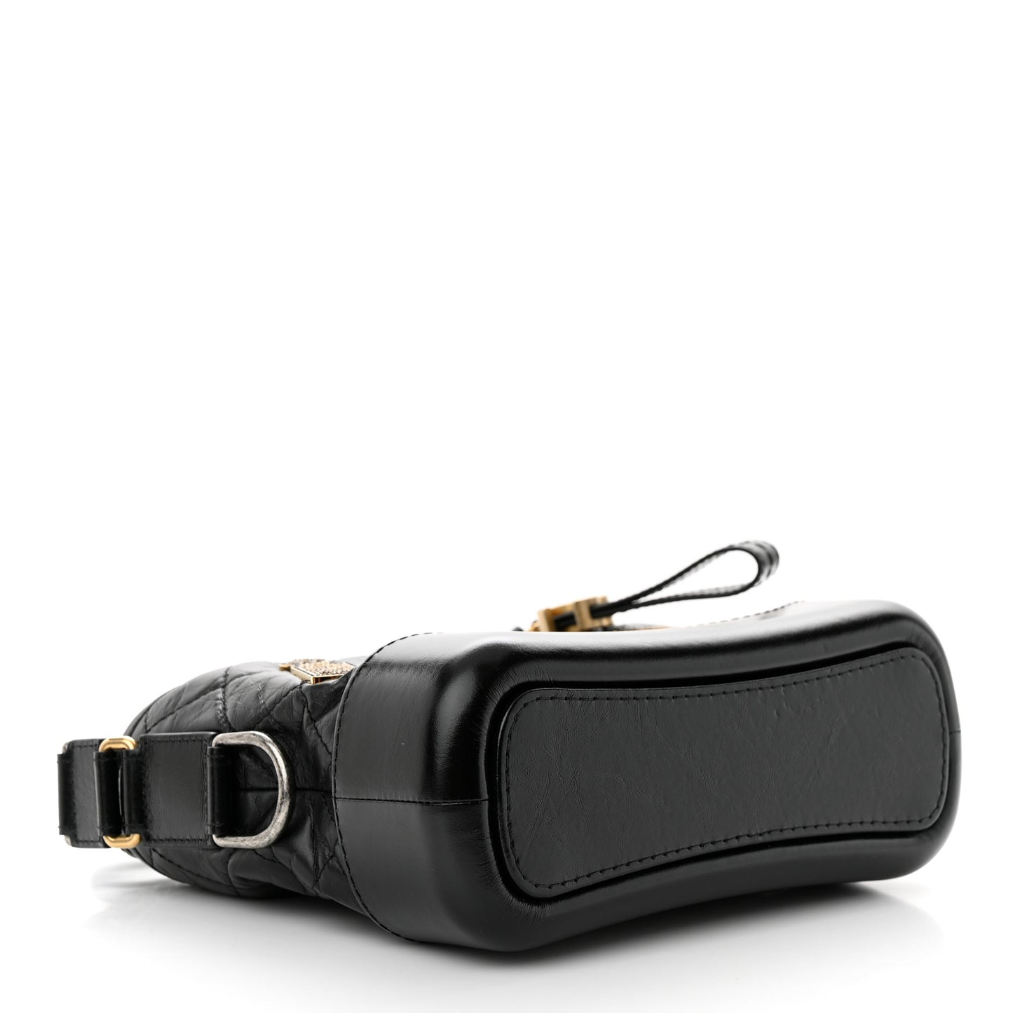 Aged Calfskin Quilted Charms Small Gabrielle Hobo Black