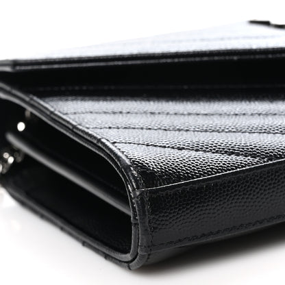 Saint Laurent Grain De Poudre Matelasse Chevron Monogram Chain Wallet Black 8 of 11