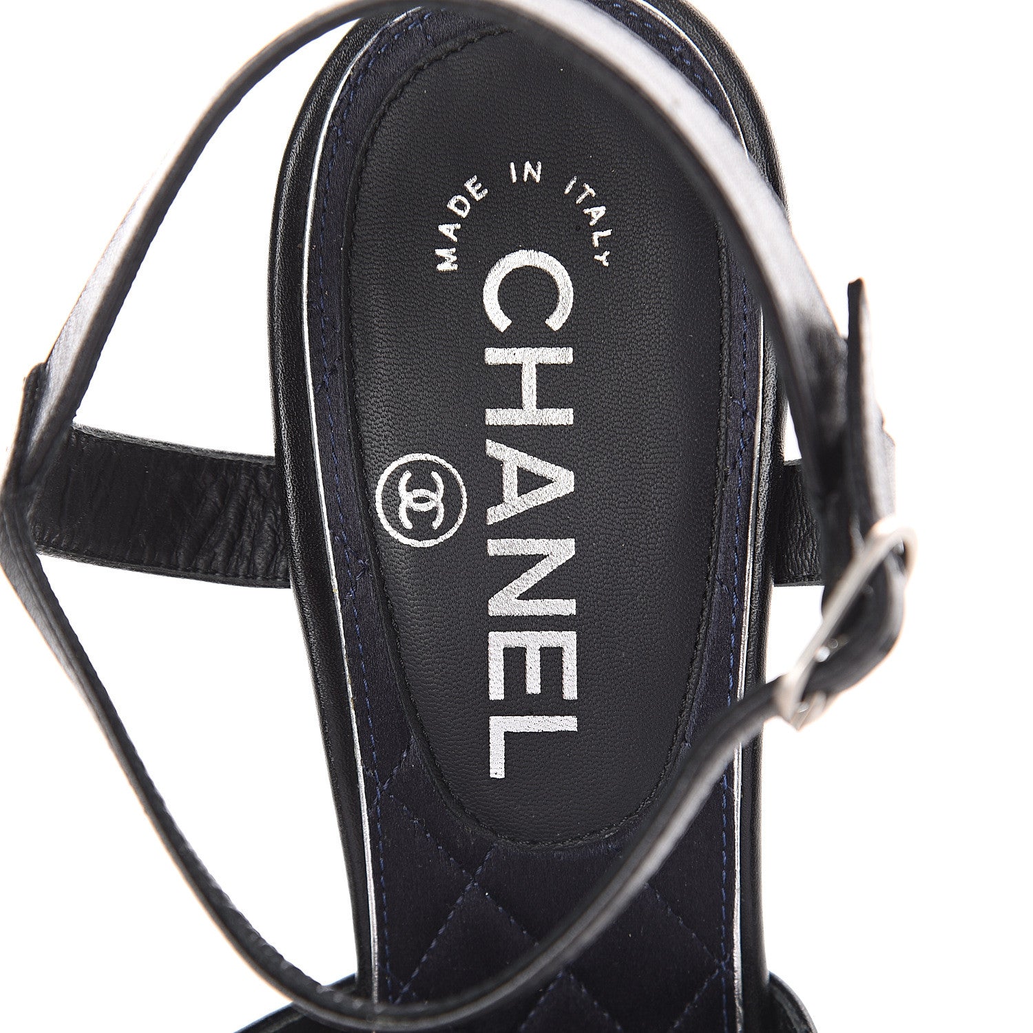 Chanel Lambskin Crystal CC Sandals 39 Black 5 of 9